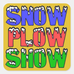 除雪機ショーの黄色のステッカー スクエアシール