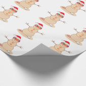 陰およびサンタの帽子が付いている砂の雪だるま ラッピングペーパー (角)
