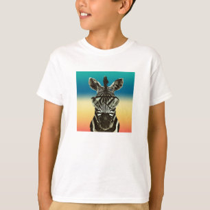 陰のクールな動物園動物を持つシマウマのサファリのシマウマ Tシャツ