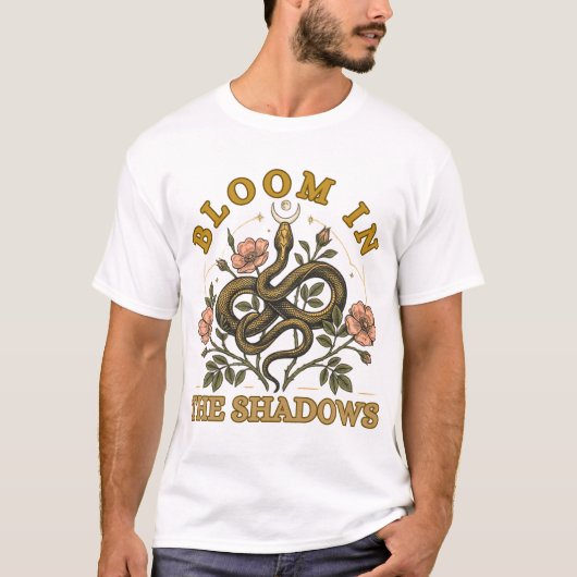 陰影に咲く スネーク フラワーシャツ Tシャツ (正面)