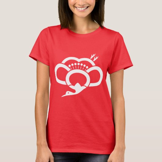 陰影のある梅に鶴の家紋 Tシャツ (正面)