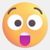 陰影のおどろいた顔かわいい愛らしい絵文字 ラウンドシール (正面)