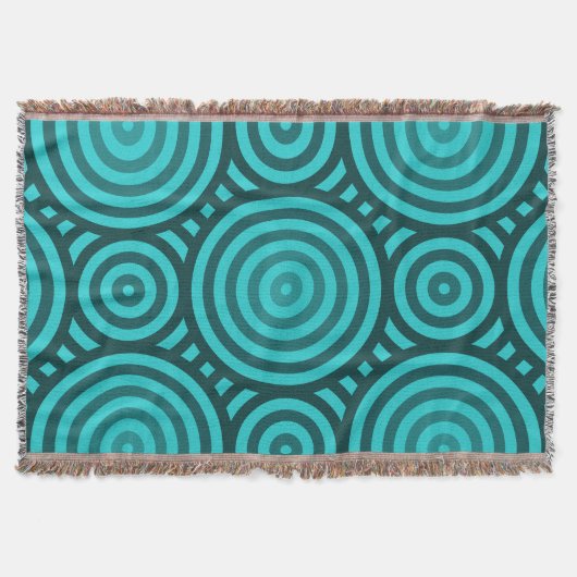 陰影のターコイズ入れ子の循環パターン スローブランケット (正面)