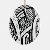 陰影の元のマオリの種族の入れ墨のデザイン セラミックオーナメント (右)