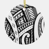 陰影の元のマオリの種族の入れ墨のデザイン セラミックオーナメント (正面)