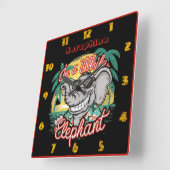 陰影の明るい象 スクエア壁時計 (傾斜)