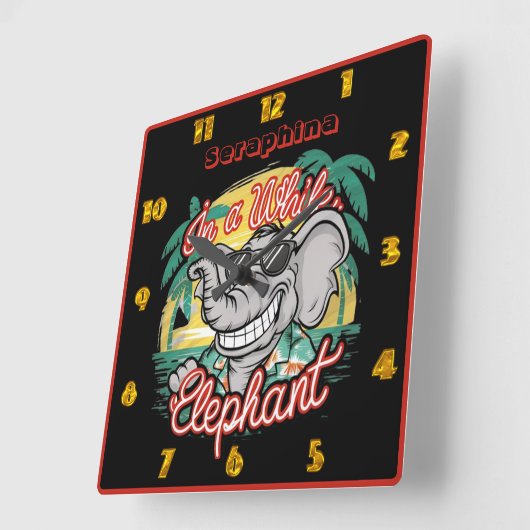 陰影の明るい象 スクエア壁時計 (傾斜)