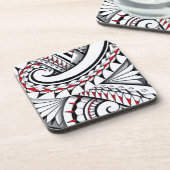 陰影の赤い種族のポリネシアパターン コースター (左側)