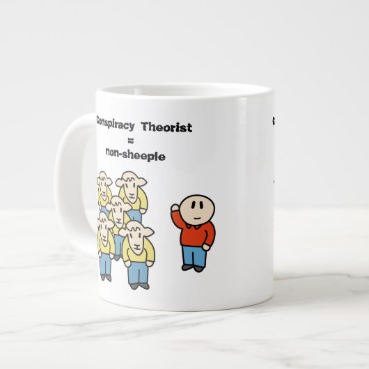 陰謀の理論家=非sheeple ジャンボコーヒーマグカップ (正面左)