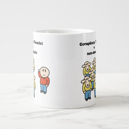 陰謀の理論家=非sheeple ジャンボコーヒーマグカップ (正面)