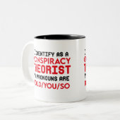 陰謀理論家の代名詞と思う ツートーンマグカップ (正面左)