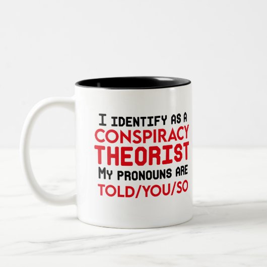 陰謀理論家の代名詞と思う ツートーンマグカップ (左)