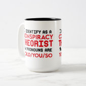 陰謀理論家の代名詞と思う ツートーンマグカップ (正面左)