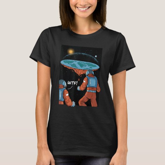 陰謀説としての平面地球社会 Tシャツ (正面)