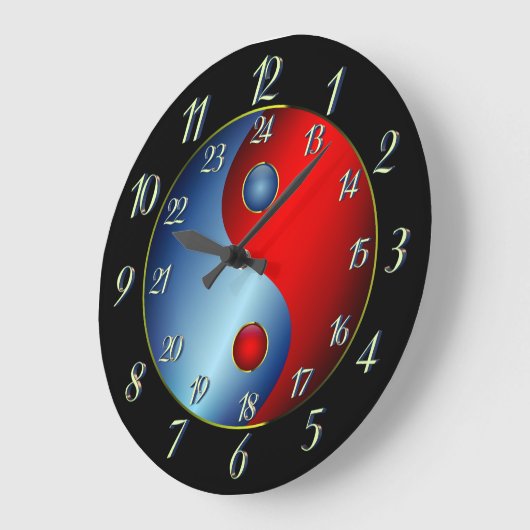 陰陽と軍隊時間の大きいクロック ラージ壁時計 (傾斜)