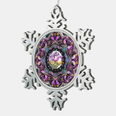 陰陽によってOMは曼荼羅のクリスマスのオーナメントがうろつきます スノーフレークピューターオーナメント (右)