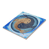 陰陽のコイの魚の曼荼羅 タイル (側面)