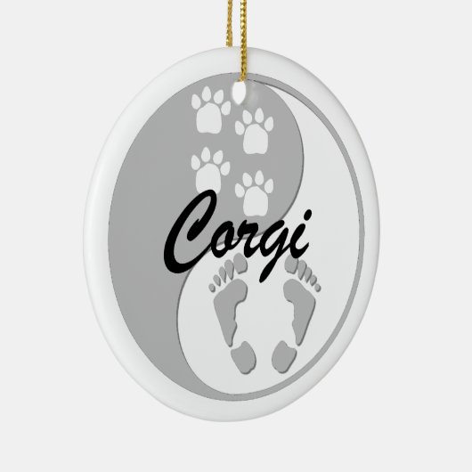 陰陽のコーギー セラミックオーナメント (右)