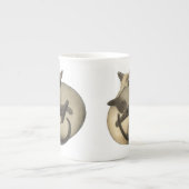 陰陽のシャム猫の骨灰磁器のマグ ボーンチャイナマグカップ (正面)