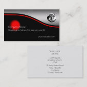 陰陽のドラゴン、赤い点、金属効果 名刺 (正面/裏面)