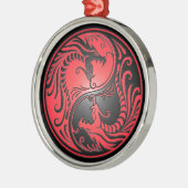 陰陽のドラゴン、赤および黒 メタルオーナメント (左)