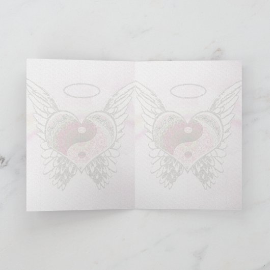 陰陽のハートの天使によっては水彩画が飛びます カード (内部)