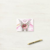 陰陽のハートの天使によっては水彩画が飛びます ポストイット (デスク上)