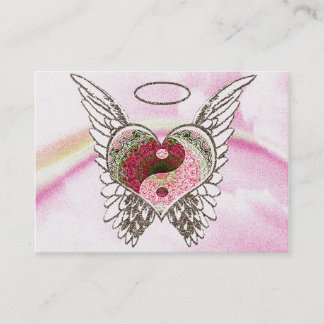 陰陽のハートの天使によっては水彩画が飛びます 名刺