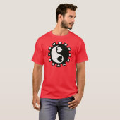 陰陽のハート黒及び白 Tシャツ (正面フル)