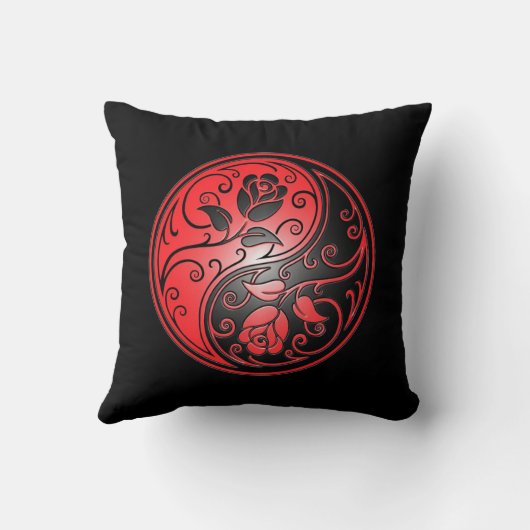 陰陽のバラ、赤および黒 クッション (裏面)