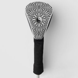 陰陽のフラワーオブライフ ブラック＆ホワイト ゴルフヘッドカバー