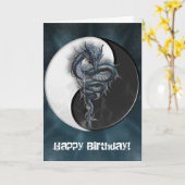 陰陽の中国のなドラゴンのカスタマイズ可能な挨拶状 カード (黄色い花)