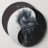 陰陽の中国のなドラゴンの巨大な6インチのバッジ 缶バッジ (正面&裏面)