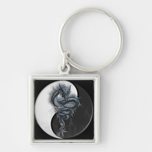 陰陽の中国のなドラゴンの正方形のキーホルダー キーホルダー (正面)