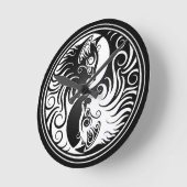 陰陽の子ネコ ラウンド壁時計 (傾斜)