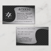 陰陽の抽象的なカーボン/ブラシをかけられたアルミニウム 名刺 (正面/裏面)