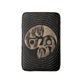 陰陽の木の黒および金ゴールド バスマット (正面縦)