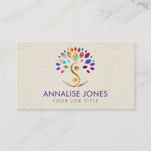 陰陽の木 – カラフル葉 名刺 (正面)