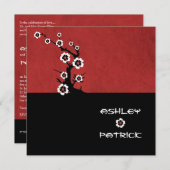 陰陽の東洋の桜の結婚式 招待状 (正面/裏面)