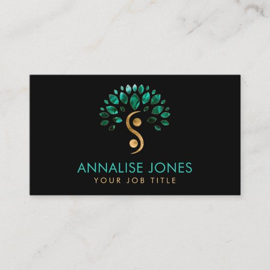 陰陽の生命の木 – マラカイト葉 名刺 (正面)