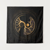 陰陽の生命の木 – 蛍石と金ゴールド タペストリー (正面(横))