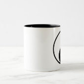 陰陽の白黒イラストレーションのテンプレート ツートーンマグカップ (中央)