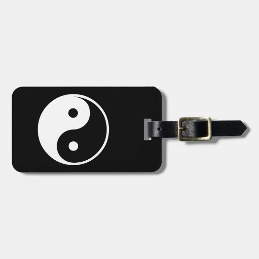 陰陽の白黒イラストレーションのテンプレート ラゲッジタグ (正面横)