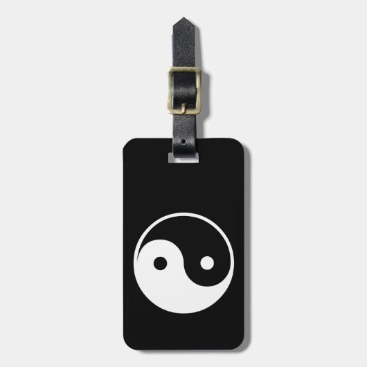 陰陽の白黒イラストレーションのテンプレート ラゲッジタグ (正面縦)