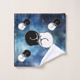 陰陽の白黒猫が巻き上がった ウォッシュタオル