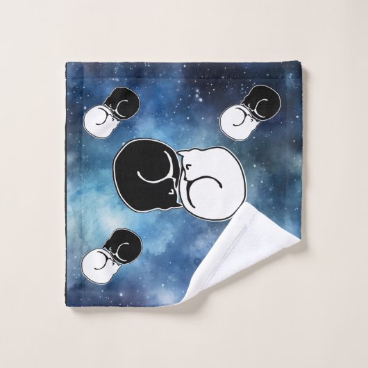 陰陽の白黒猫が巻き上がった ウォッシュタオル (ウォッシュタオル)