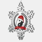 陰陽の記号の休日 スノーフレークピューターオーナメント (右)