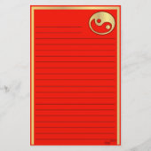 陰陽の金ゴールドの赤い旧正月 便箋 (正面)