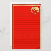 陰陽の金ゴールドの赤い旧正月 便箋 (正面/裏面)