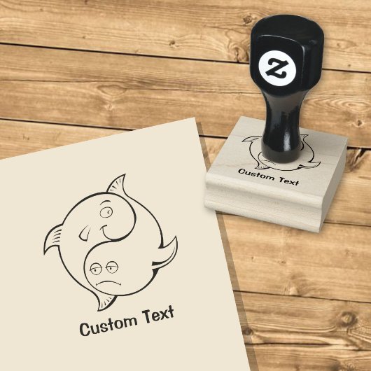 陰陽の魚のキャラクタースタンプ ラバースタンプ